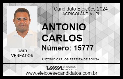 Candidato ANTONIO CARLOS 2024 - AGRICOLÂNDIA - Eleições