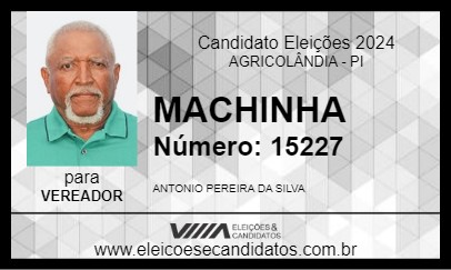 Candidato MACHINHA 2024 - AGRICOLÂNDIA - Eleições