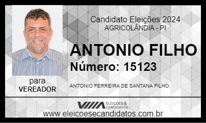 Candidato ANTONIO FILHO 2024 - AGRICOLÂNDIA - Eleições