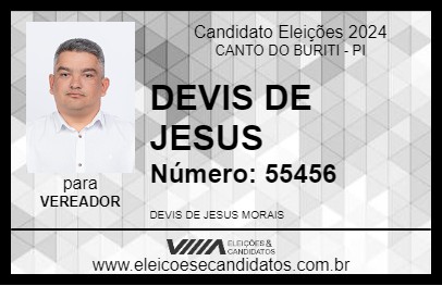 Candidato DEVIS DE JESUS 2024 - CANTO DO BURITI - Eleições