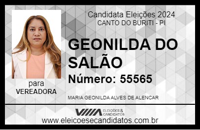 Candidato GEONILDA DO SALÃO 2024 - CANTO DO BURITI - Eleições