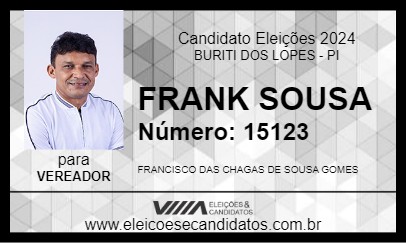 Candidato FRANK SOUSA 2024 - BURITI DOS LOPES - Eleições