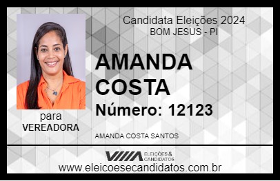 Candidato AMANDA COSTA 2024 - BOM JESUS - Eleições