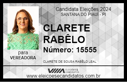 Candidato CLARETE RABÊLO 2024 - SANTANA DO PIAUÍ - Eleições