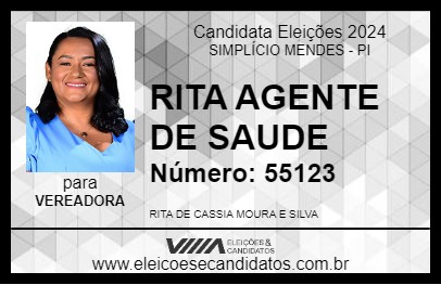 Candidato RITA AGENTE DE SAUDE 2024 - SIMPLÍCIO MENDES - Eleições