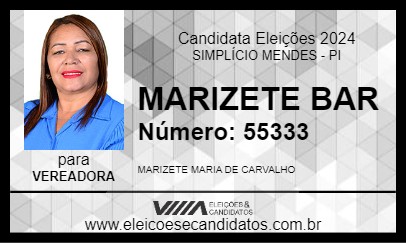 Candidato MARIZETE BAR 2024 - SIMPLÍCIO MENDES - Eleições