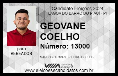 Candidato GEOVANE COELHO 2024 - LAGOA DO BARRO DO PIAUÍ - Eleições