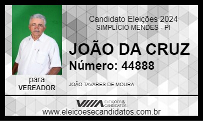 Candidato JOÃO DA CRUZ 2024 - SIMPLÍCIO MENDES - Eleições