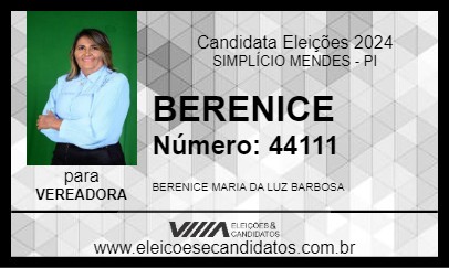 Candidato BERENICE 2024 - SIMPLÍCIO MENDES - Eleições