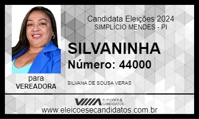 Candidato SILVANINHA 2024 - SIMPLÍCIO MENDES - Eleições