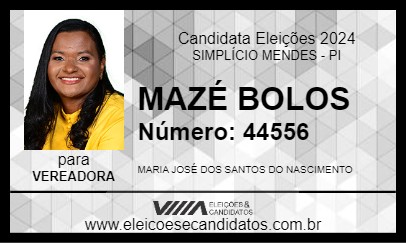 Candidato MAZÉ BOLOS 2024 - SIMPLÍCIO MENDES - Eleições