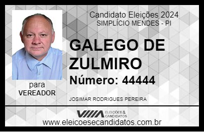 Candidato GALEGO DE ZULMIRO 2024 - SIMPLÍCIO MENDES - Eleições