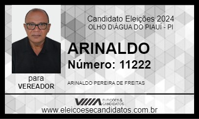 Candidato ARINALDO 2024 - OLHO D\ÁGUA DO PIAUÍ - Eleições