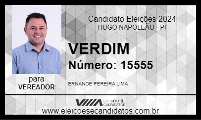 Candidato VERDIM 2024 - HUGO NAPOLEÃO - Eleições