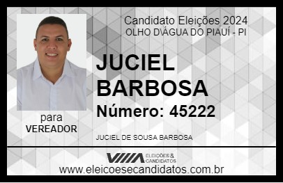 Candidato JUCIEL BARBOSA 2024 - OLHO D\ÁGUA DO PIAUÍ - Eleições