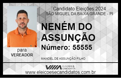 Candidato NENÉM DO ASSUNÇÃO 2024 - SÃO MIGUEL DA BAIXA GRANDE - Eleições