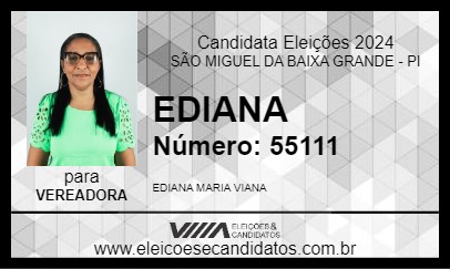 Candidato EDIANA 2024 - SÃO MIGUEL DA BAIXA GRANDE - Eleições