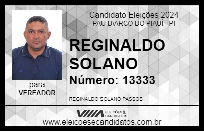 Candidato REGINALDO SOLANO 2024 - PAU D\ARCO DO PIAUÍ - Eleições