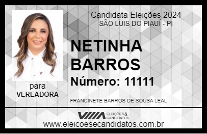 Candidato NETINHA BARROS 2024 - SÃO LUIS DO PIAUÍ - Eleições