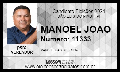 Candidato MANOEL JOAO 2024 - SÃO LUIS DO PIAUÍ - Eleições