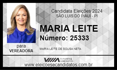 Candidato MARIA LEITE NETA DE SEVERIANO 2024 - SÃO LUIS DO PIAUÍ - Eleições