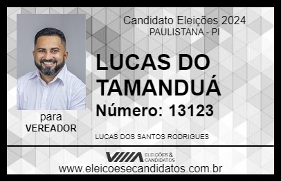 Candidato LUCAS DO TAMANDUÁ 2024 - PAULISTANA - Eleições