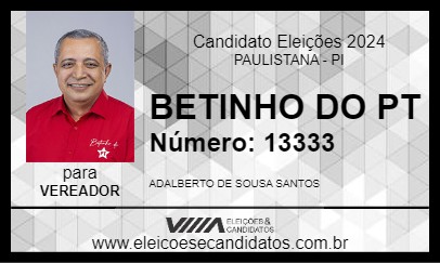 Candidato BETINHO DO PT 2024 - PAULISTANA - Eleições