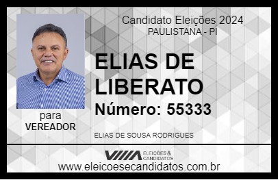 Candidato ELIAS DE LIBERATO 2024 - PAULISTANA - Eleições