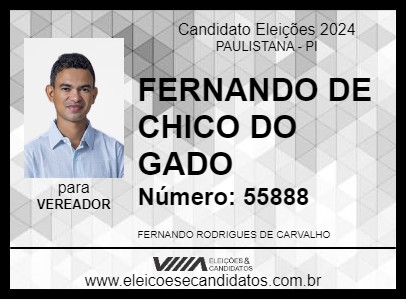 Candidato FERNANDO DE CHICO DO GADO 2024 - PAULISTANA - Eleições