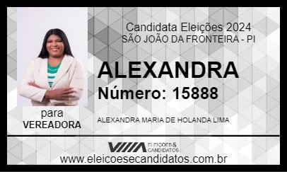 Candidato ALEXANDRA 2024 - SÃO JOÃO DA FRONTEIRA - Eleições