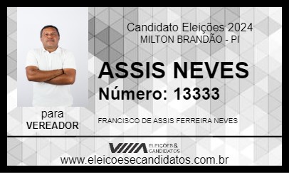 Candidato ASSIS NEVES 2024 - MILTON BRANDÃO - Eleições