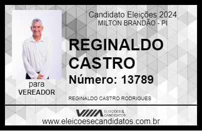 Candidato REGINALDO CASTRO 2024 - MILTON BRANDÃO - Eleições