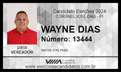 Candidato WAYNE DIAS 2024 - CORONEL JOSÉ DIAS - Eleições