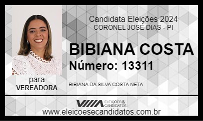 Candidato BIBIANA COSTA 2024 - CORONEL JOSÉ DIAS - Eleições