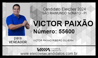 Candidato VICTOR PAIXÃO 2024 - SÃO RAIMUNDO NONATO - Eleições