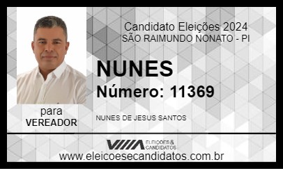 Candidato NUNES DE JESUS 2024 - SÃO RAIMUNDO NONATO - Eleições