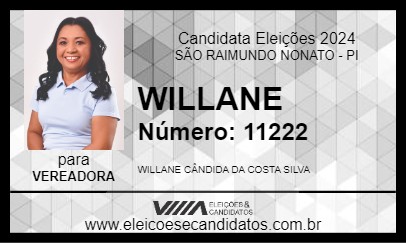 Candidato PROFESSORA WILLANE 2024 - SÃO RAIMUNDO NONATO - Eleições