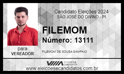 Candidato FILEMOM 2024 - SÃO JOSÉ DO DIVINO - Eleições