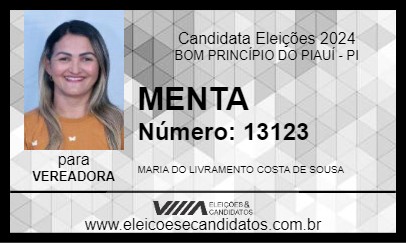 Candidato MENTA 2024 - BOM PRINCÍPIO DO PIAUÍ - Eleições