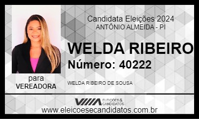 Candidato WELDA RIBEIRO 2024 - ANTÔNIO ALMEIDA - Eleições