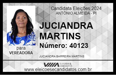 Candidato JUCIANDRA MARTINS 2024 - ANTÔNIO ALMEIDA - Eleições