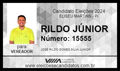 Candidato RILDO JÚNIOR 2024 - ELISEU MARTINS - Eleições