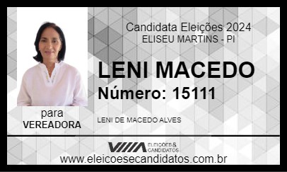 Candidato LENI MACEDO 2024 - ELISEU MARTINS - Eleições