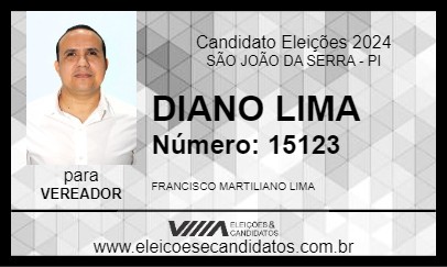 Candidato DIANO LIMA 2024 - SÃO JOÃO DA SERRA - Eleições