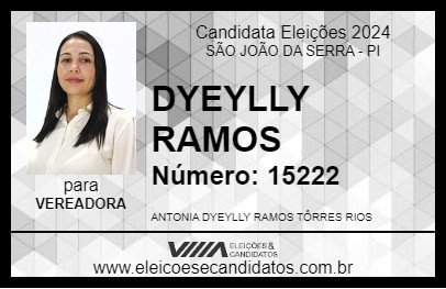 Candidato DYEYLLY RAMOS 2024 - SÃO JOÃO DA SERRA - Eleições