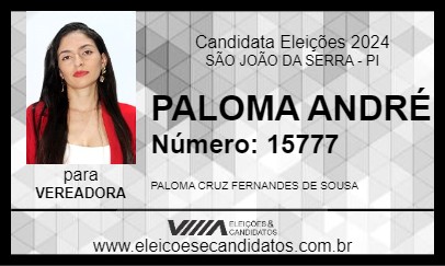 Candidato PALOMA ANDRÉ 2024 - SÃO JOÃO DA SERRA - Eleições