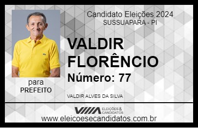 Candidato VALDIR FLORÊNCIO 2024 - SUSSUAPARA - Eleições