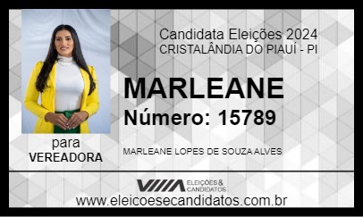 Candidato MARLEANE 2024 - CRISTALÂNDIA DO PIAUÍ - Eleições