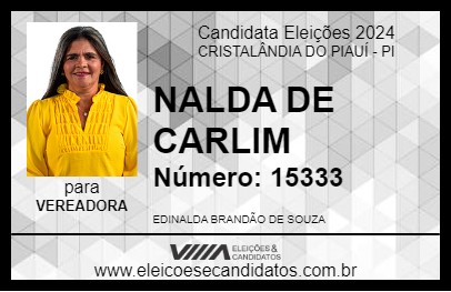 Candidato NALDA DE CARLIM 2024 - CRISTALÂNDIA DO PIAUÍ - Eleições