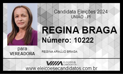 Candidato REGINA BRAGA 2024 - UNIÃO - Eleições